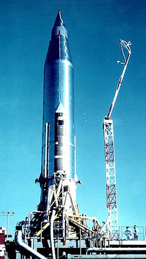 Project SCORE (Signal Communications by Orbiting Relay Equipment) was launched on December 18, 1958 and provided a first test of a communications relay system in space, as well as the first successful use of the Atlas as a launch vehicle. (U.S. Air Force image)