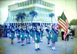 Local Girl Scouts at the 1960's Cocoa Beach Christmas Parade. Photo courtesy of Steve Kennedy and the Facebook Group "You Know You're from Cocoa Beach / Cape Canaveral if.."