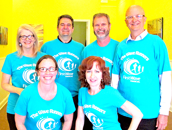 The "Wave Runners" include, back row, left to right; Laura Chiesman, Robert DeVries, Tim Armstrong and Tom Kirk; and front row, left to right, Meredith Shade and Dawn Clough. (Image for SpaceCoastDaily.com)