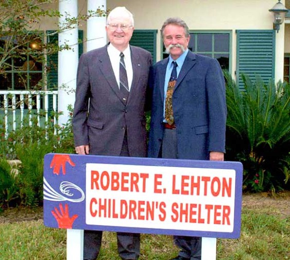 Judge Clarence Johnson and Dr. Robert E. Lehton, two of the founders of Crosswinds, in front of the new shelter. (Image for Space Coast Medicine & Active Living) 