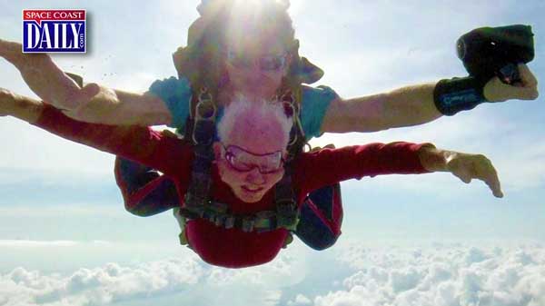 When he celebrated his 80th birthday in 2008, King challenged the community to raise money for BCC scholarships. He did this with a unique approach…he went skydiving for the first time in his life. (Image For Space Coast Medicine & Active Living)