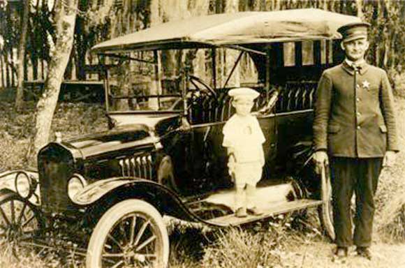 Titusville's First Chief of Police, A.J. Mefford, circa 1923, used a Model T as a patrol car. The population of Titusville at that time was 1,500 residents. (Titusville police image via Facebook)
