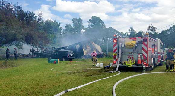 Brevard County Fire Rescue responded to a structure blaze in the 4800 block of Meadowgreen Road in Scottsmoor on Monday morning about 9:30 a.m. (BCFR image)