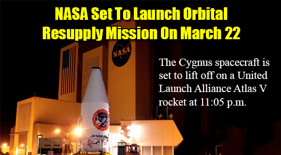 NASA commercial provider Orbital ATK is scheduled to launch its fifth mission to the International Space Station Tuesday, March 22 under the agency’s Commercial Resupply Services contract. Live launch coverage will begin at 10 p.m. (NASA.gov image)