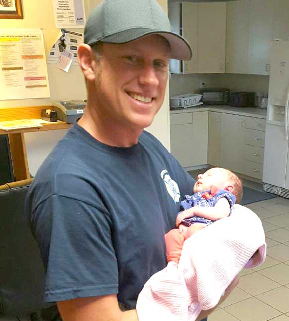Brevard County Fire Rescue 66-A Lieutenant Curt Parker and his partner Andrew Dreisbach helped deliver this little bundle of joy in Melbourne on March 30th.
