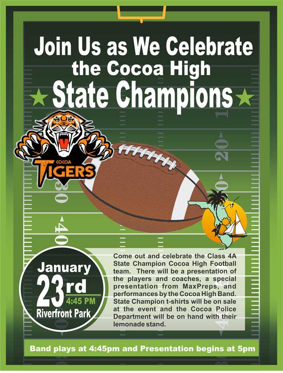 Celebration Set For Cocoa High State Football Champions Today At
