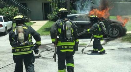 Palm Bay Fire Rescue Engine 1 A-Shift Crew Quickly Extinguishes Car ...