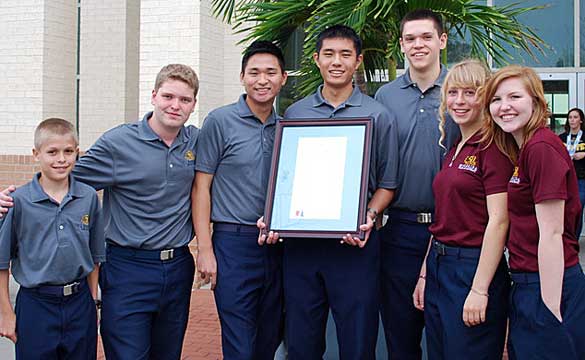 Florida Air Academy was presented with an honorary resolution commemorating the school’s 50th Anniversary year by the Brevard County Commission.