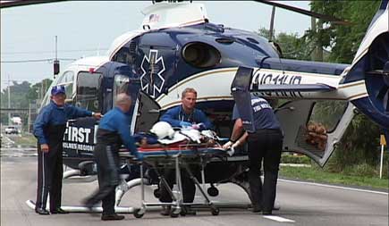 Paramedics evaluated the driver of the vehicle and he was then airlifted to Holmes Regional Medical Center’s Trauma Center in Melbourne. (SpaceCoastDaily.com file image)