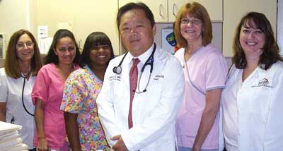 DR. MING LAI oversees a staff that includes nurse practitioner Cara Buck, office manager Mary Jane Palko, medical assistant Iesha Mitchell and receptionist Millie Perez. Not pictured is x-ray technician Valerie Scheidt.