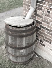 Rain barrels can collect rainwater for a variety of landscaping and gardening projects. (Shutterstock image) 