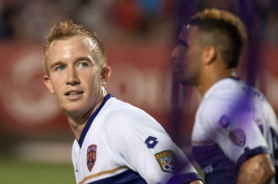 Jamie Watson salutes the crowd after a penalty shot to put city up 3 to 1. (Image by Michael Moore II)