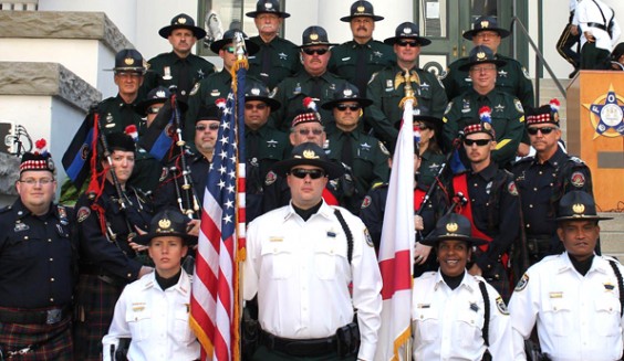 Members of the Brevard County Sheriff's Office Honor Guard and Brevard Police and Fire Pipes and Drums Unit. (BCSO image)