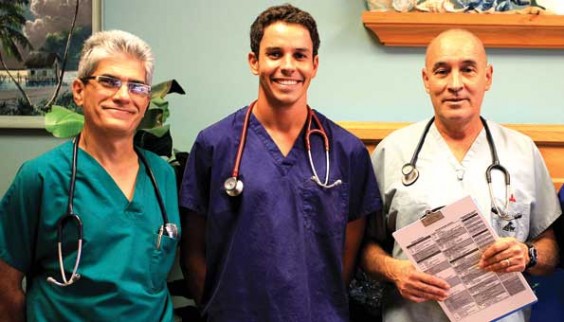 ALOHA VETS: Left to right – Arnaldo Perez, DVM; Daniel Pepen, DVM; and Manuel Jose Pepen, DVM; Diplomate and ABVP (Canine & Feline Practice). (Space Coast Medicine & Active Living image)