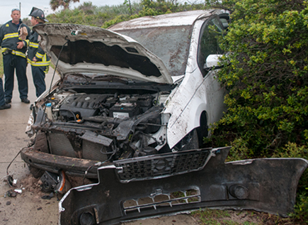 Satellite Beach police are handling the vehicle crash investigation and the the Indialantic Police Department has charged Aivanka Grilletto with Aggravated Fleeing to Elude and Resisting Arrest Without Violence. (Image by Michael Morre II) 