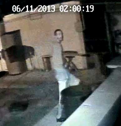 The video, which you can view above, shows a white male, wearing white shorts and a light colored shirt. The suspect entered the fenced-in area and gained access to the patio portion. Shortly thereafter, a fire was reported at the Space Coast Flea Market located on the property adjacent to Skeeter's. (BCSO video image)