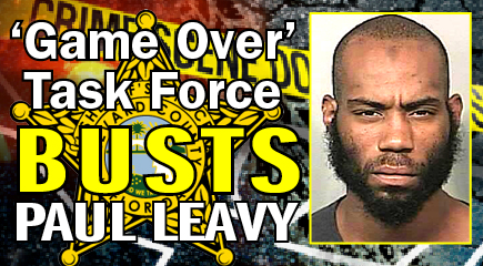 Today, agents with the Brevard County Sheriff’s Office “Game Over” Task Force and the U.S. Marshal Service Regional Fugitive Task Force arrested 27-year-old Paul Leavy at a residence in Titusville. (BCSO image)