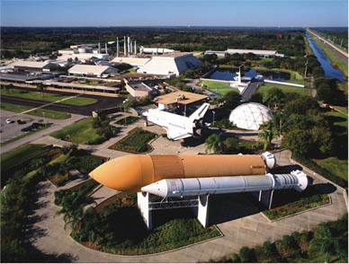 Kennedy Space Center Visitor Complex guests may view the dusk launch from the Apollo/Saturn V Center, the closest possible public viewing area, or special areas at the Visitor Complex. (KSC Visitor Center image)