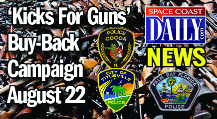 The Palm Bay Police Department, Cocoa Police Department and the Titusville Police Department will host the annual “Kicks for Guns" campaign on Thursday, Aug. 22 from 7 a.m. until 7 p.m.  