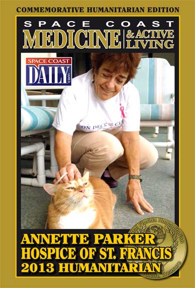 ANNETTE PARKER, above with Marmalade, is a patient/family care volunteer for Hospice of St. Francis. She has made an incredible 239 visits and driven 5,852 miles to offer support and love for hospice patients. 