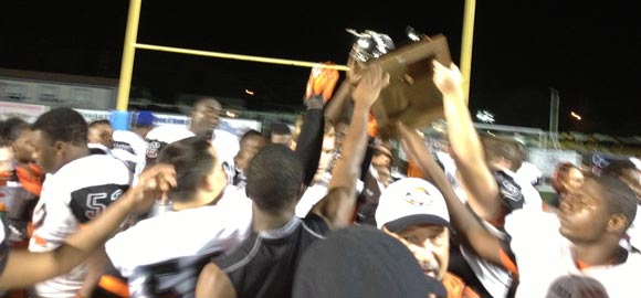 The Cocoa Tigers beat Rockledge to win the 2013 Bar-B-Q Bowl.(SpaceCoastaily.com image)