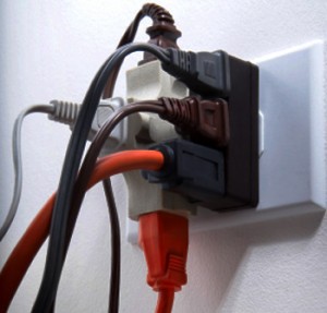 Avoid plugging too many electrical cords into one outlet or plugging too many extension cords together.