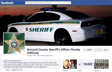 The Brevard County Sheriff’s Office Facebook page surpassed 10,000 “Likes” in 2013 and is one of the most engaged social media sites on the Space Coast. Several crimes were solved directly through leveraged social media interaction. (Facebook image)