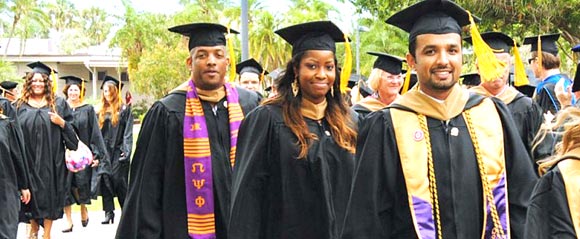 The total number of candidates for degrees, 1,388, is for all campuses for both the Summer and Fall 2013 terms. These students have earned their degrees through the Melbourne campus; the university’s Extended Studies Department, which has 11 sites throughout the United States and a virtual campus; and about 550 of the total students have earned their degrees through online programs. (Florida Tech image)
