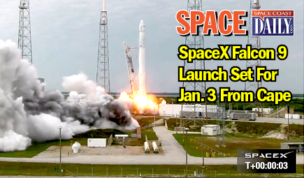 A Falcon 9 rocket will light up skies of the Space Coast during a SpaceX liftoff scheduled for Friday, Jan. 3. (SpaceX video image)
