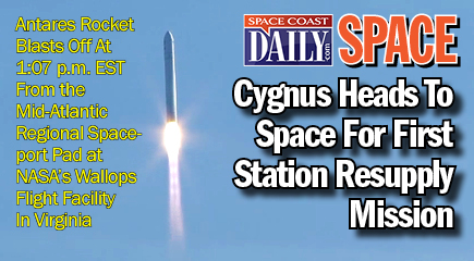 Over the next two and a half days, Cygnus will perform a series of engine firings to put it on track for a Sunday morning rendezvous with the station. (NASA image)