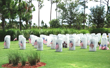 Veterans with a qualifying discharge, their spouses and eligible dependent children can be buried in a VA national cemetery. Also eligible are military personnel who die on active duty. Other burial benefits available for eligible Veterans, regardless of whether they are buried in a national cemetery or a private cemetery, include a burial flag, a Presidential Memorial Certificate, and a government headstone or marker. (VA image)