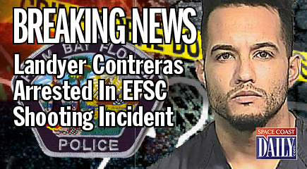 Landyer Contreras, 30, has been arrested by the Palm Bay Police and charged with aggravated battery on Landrick Hamilton in connection with the shooting incident on the Eastern Florida State College Palm Bay campus on Jan. 30. (BCSO image)
