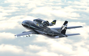 Artist's concept of the Swiss Space Systems Airbus A300 and SOAR space plane. (Swiss Space Systems image)