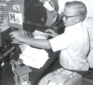 EARLY START: Mark Hobbs, at left with his staff, and at right working in his dad’s store in the ‘60s.  Hobbs has maintained the company’s trademark personal service while developing new revenue sources. He learned the entrepreneurial spirit from his father, who was good at reading the needs of the market and trying new things. (Image SpaceCoastDaily.com)