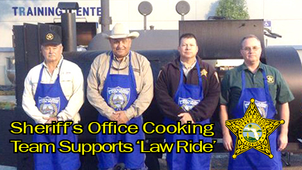 BCSO VOLUNTEER COOKING TEAM: This morning the team was at it bright and early by starting to prepare lunch for over 600 Motorcycle Riders that  participated in today's "Law Ride." (BCSO image)