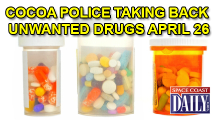 On April 26 from 10 a.m. to 2 p.m. the Cocoa Police Department and the Drug Enforcement Administration (DEA) will give the public its eighth opportunity in three years to prevent pill abuse and theft by ridding their homes of potentially dangerous expired, unused, and unwanted prescription drugs.