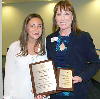 Angelica DeLuccia Morrissey Presenting the FPRA Image Award and Judge's Award to Suzanne Sparling, Eastern Florida State College.