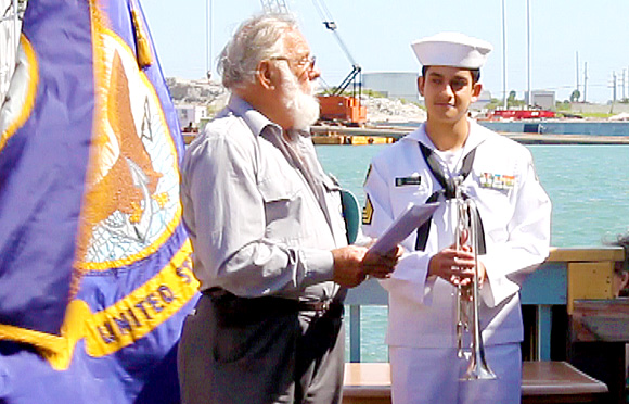  Kurt Ronstrom of the Navy League, Cape Canaveral Council and the Coordinator of Port Canaveral's annual Maritime Day observance and Daniel Reguero of the Sea Cadets, Courageous Division. (Pablo Reguero image) 