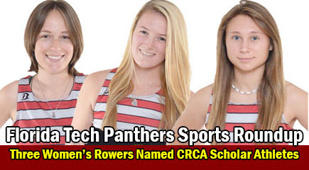 Samantha McCuskey, Taylor Troy and Hannah Santa Lucia (left to right) received their first CRCA Scholar Athlete honor on Wednesday. (Florida Tech Image)