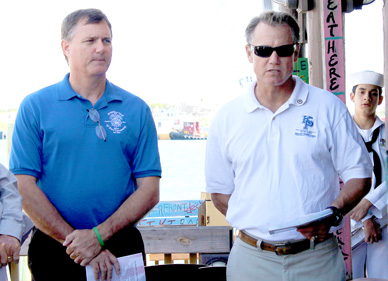 Richard Grimison, President of the Propeller Club of Port Canaveral (left,) and Geoff Pletcher, President of the Space Coast Chapter of the U.S. Merchant Marine Academy Alumni Association.