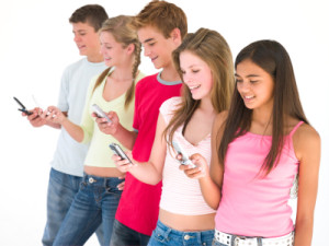 teens on mobile phone