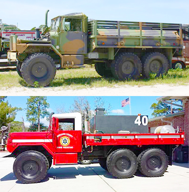 Above are two photos showing a military surplus vehicle (before) and the Type 4 brush truck it became after the build. (BCFR Image) 