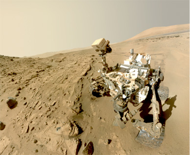 NASA's Mars Curiosity Rover captures a selfie to mark a full Martian year, 687 Earth days, spent exploring the Red Planet. (NASA.gov image)