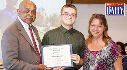 Bryon Weikle, above, receives the 2014 EFSC Scholarship. (EFSC Image)