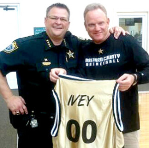 Enforcers head coach Greg Buttrick, right, with Sheriff Wayne Ivey. (BCSO image)