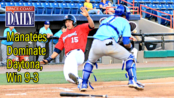 Brevard County center fielder Tyrone Taylor, seen here in a game from earlier this season, went 2-for-5 with two doubles, two runs scored and one RBI in a 9-3 win over the Daytona Cubs on Friday night at Jackie Robinson Ballpark in Daytona Beach. (Dennis Greenblatt/Hawk-Eye Sports Photography)