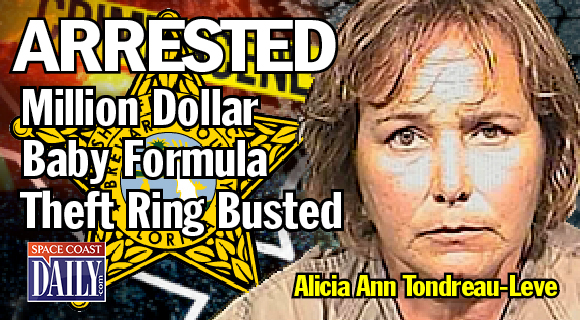 The Brevard County Sheriff's Office announced the arrested of Alicia Ann Tondreau-Leve, 49, after an 18-month investigation of a theft ring that netted millions of dollars by stealing powdered infant formula from Central Florida retailers. (BCSO image)