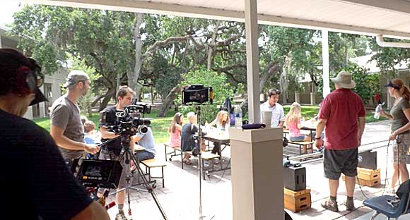 Lots of Brevard extras were used in the filming of the school scenes which were filmed at Our Saviors School in Cocoa Beach. Local crew was also hired as well as using students from Full Sail University. (TDC image)