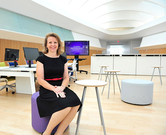 athryn Miller, director of FPU’s library, in The Commons (Florida Polytechnic University image)