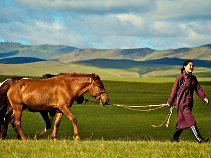 When not racing, the horses are cared for by the local herding families who staff much of the Mongol Derby course. The horses are also monitored by a team of veterinarians during the event. (PHOTOGRAPH BY QUENTIN MOREAU, THE ADVENTURISTS)